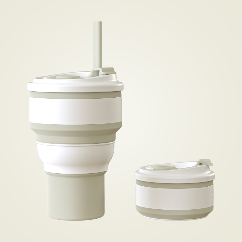 Cană pliabilă din silicon pentru călătorii, de calitate alimentară, rezistentă la temperaturi înalte, pliabilă, potrivită pentru apă de gură sau cafea, cană portabilă