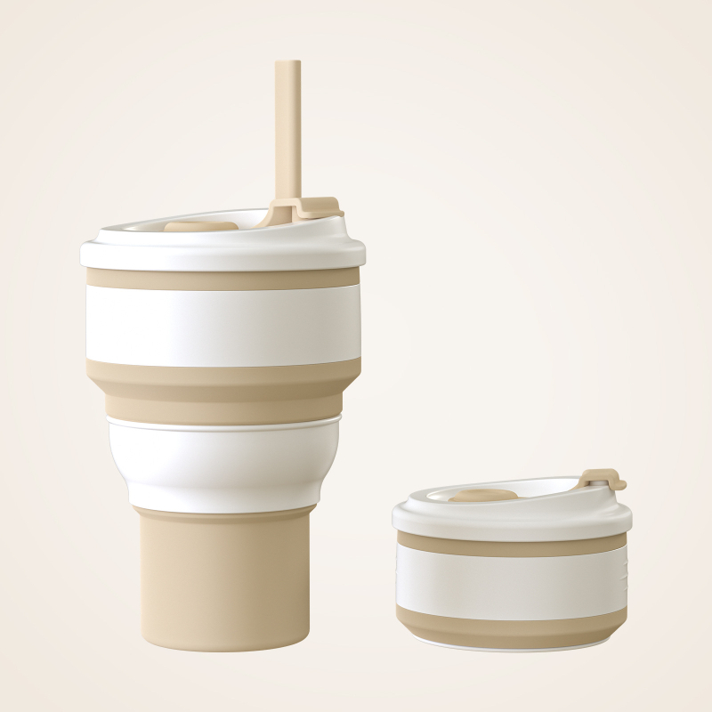 Cană pliabilă din silicon pentru călătorii, de calitate alimentară, rezistentă la temperaturi înalte, pliabilă, potrivită pentru apă de gură sau cafea, cană portabilă