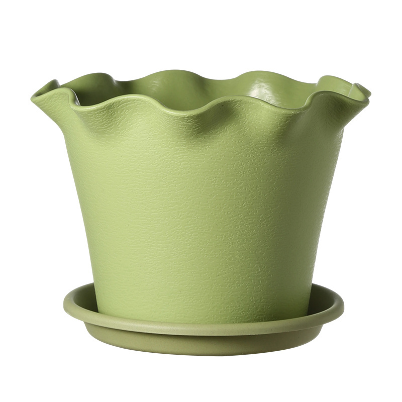 Ghiveci din rășină cu margini ondulate, plastic îngroșat, pentru interior și balcon, design elegant, potrivit pentru crini