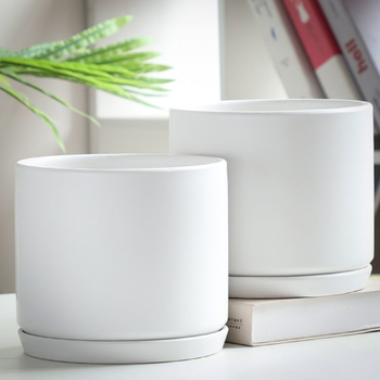 Ghiveci ceramic mare cu tavă, pentru uz casnic, potrivit pentru pothos și suculente.