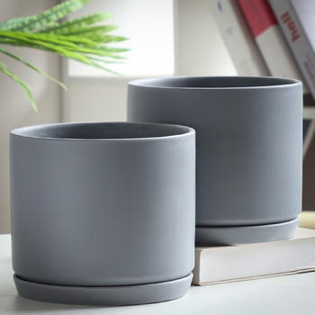 Ghiveci ceramic mare cu tavă, pentru uz casnic, potrivit pentru pothos și suculente.
