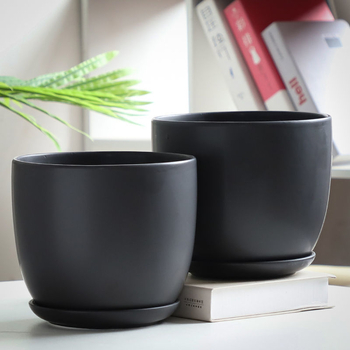 Ghiveci ceramic mare cu tavă, pentru uz casnic, potrivit pentru pothos și suculente.
