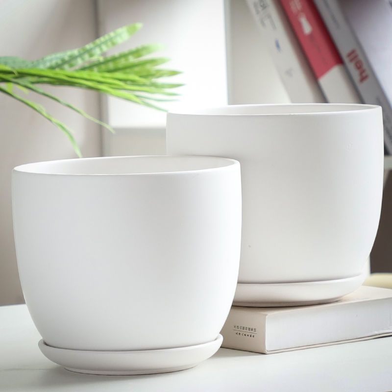 Ghiveci ceramic mare cu tavă, pentru uz casnic, potrivit pentru pothos și suculente.
