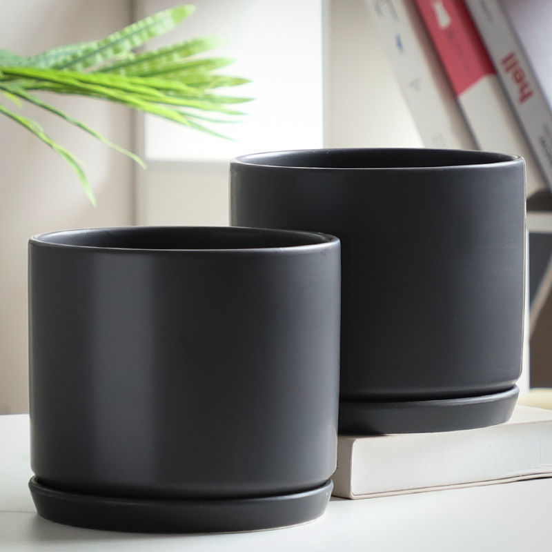 Ghiveci ceramic mare cu tavă, pentru uz casnic, potrivit pentru pothos și suculente.