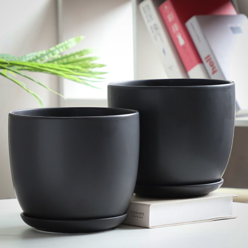 Ghiveci ceramic mare cu tavă, pentru uz casnic, potrivit pentru pothos și suculente.