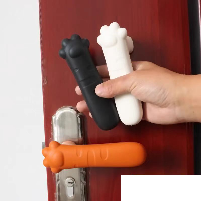 Protector pentru mânerul ușii cu design labă de pisică, silicon anti-derapant, anti-static, plăcuță de susținere pe perete în spatele ușii