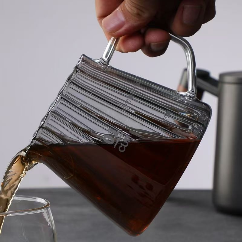 Cafetieră pour-over din sticlă borosilicat, pentru uz casnic, versiune cu pereți mai groși