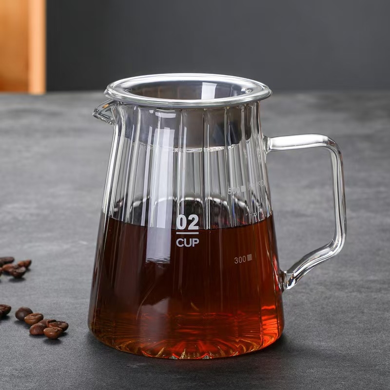 Cafetieră pour-over din sticlă borosilicat, pentru uz casnic, versiune cu pereți mai groși
