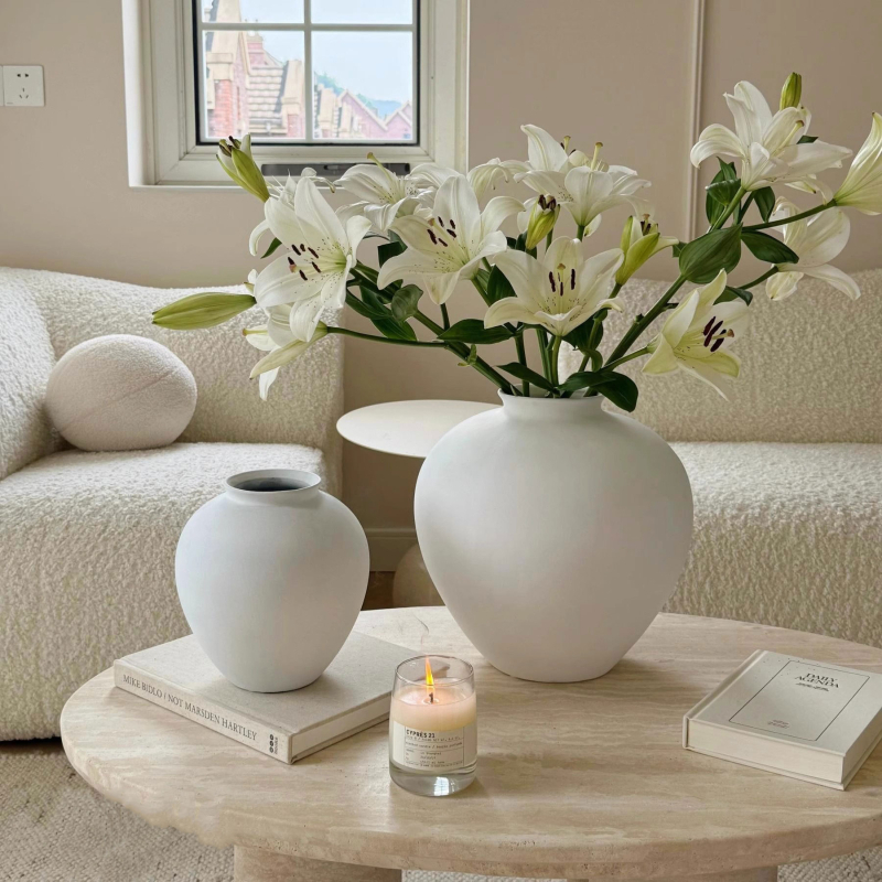Vază ceramică în stil Wabi-Sabi, vas mare retro pentru aranjamente florale, piesă decorativă elegantă