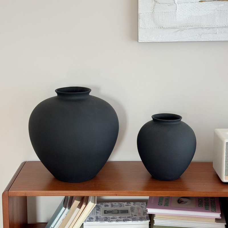 Vază ceramică în stil Wabi-Sabi, vas mare retro pentru aranjamente florale, piesă decorativă elegantă