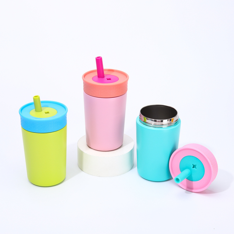 Noul termos mini din oțel inoxidabil pentru cafea, stilat, compact, cu pai, pentru birou
