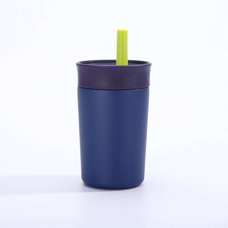 Noul termos mini din oțel inoxidabil pentru cafea, stilat, compact, cu pai, pentru birou