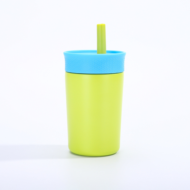 Noul termos mini din oțel inoxidabil pentru cafea, stilat, compact, cu pai, pentru birou
