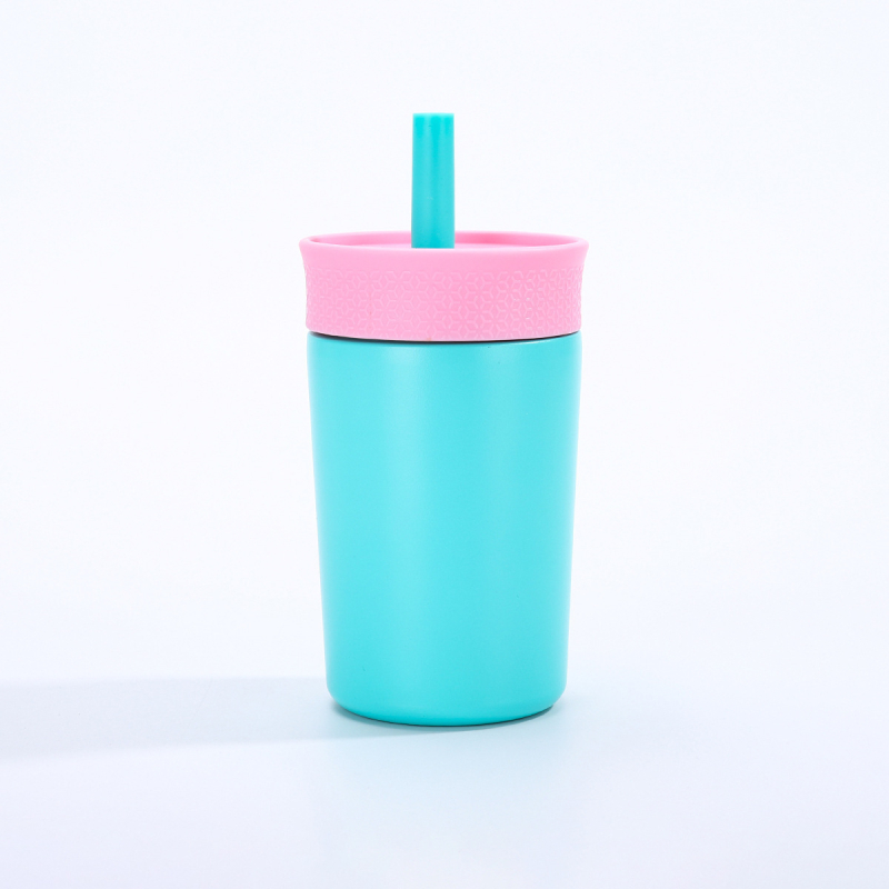Noul termos mini din oțel inoxidabil pentru cafea, stilat, compact, cu pai, pentru birou