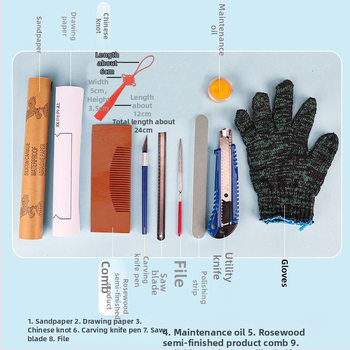 Σετ DIY με χτένα από ξύλο ροδακινιάς και καρφί μαλλιών – υλικά ημιτελούς κατασκευής
