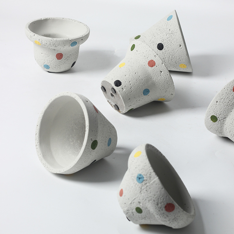 Ghiveci ceramic în stil nordic pentru interior, pentru suculente, decor circular pentru plante