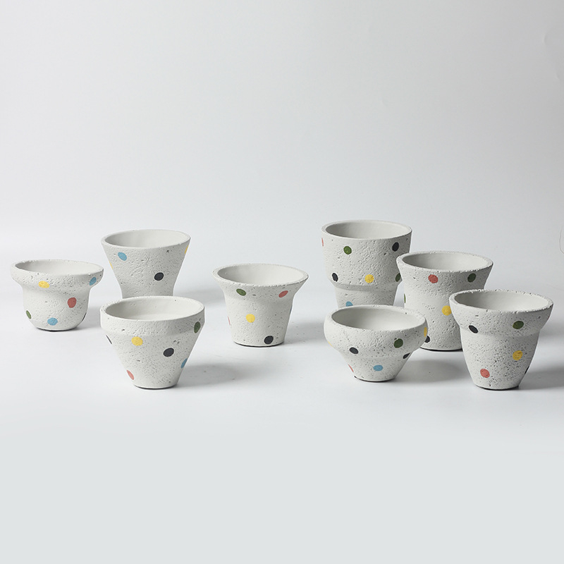 Ghiveci ceramic în stil nordic pentru interior, pentru suculente, decor circular pentru plante