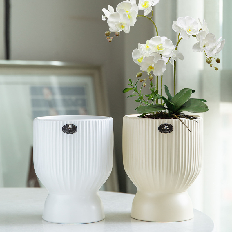 Ghiveci ceramic, design nordic minimalist, pentru casă și birou; potrivit pentru arborele banilor și orchidă Phalaenopsis; vază creativă, personalizabilă pentru plante verzi