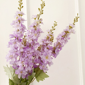 Flori artificiale cu efect flok: Delphinium, Hyacinth și Foxtail Grass, flori de mătase pentru decor acasă și decor de nuntă