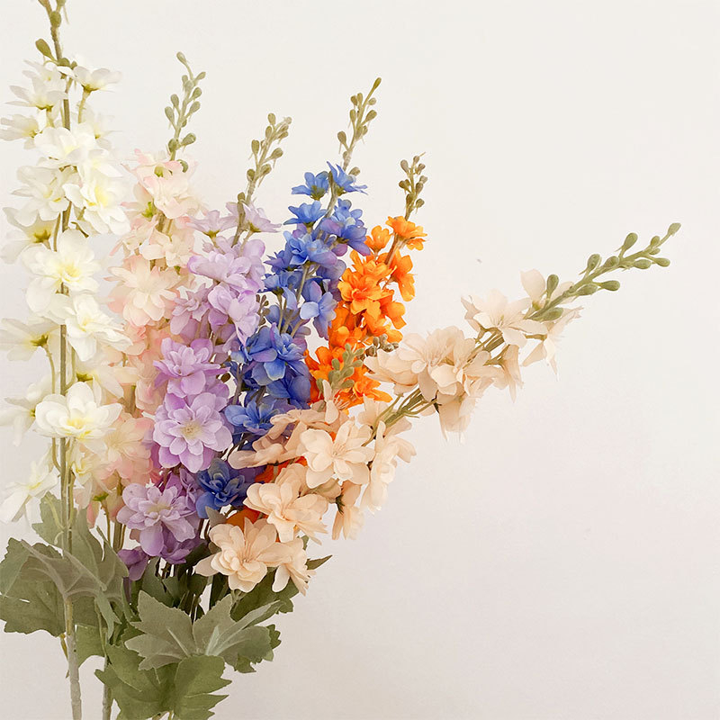 Flori artificiale cu efect flok: Delphinium, Hyacinth și Foxtail Grass, flori de mătase pentru decor acasă și decor de nuntă