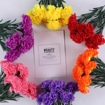 Buchet de garoafe din mătase, 7 tulpini, flori artificiale pentru decor de nuntă și recuzită foto