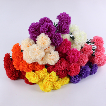 Buchet de garoafe din mătase, 7 tulpini, flori artificiale pentru decor de nuntă și recuzită foto