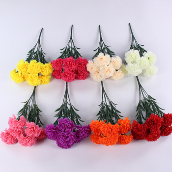 Buchet de garoafe din mătase, 7 tulpini, flori artificiale pentru decor de nuntă și recuzită foto