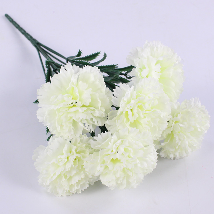 Buchet de garoafe din mătase, 7 tulpini, flori artificiale pentru decor de nuntă și recuzită foto