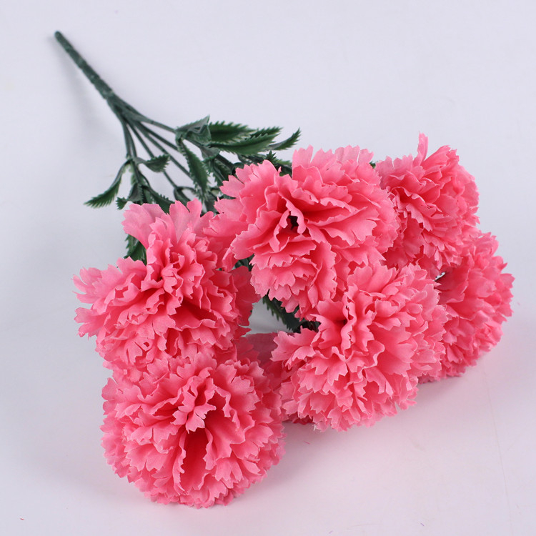 Buchet de garoafe din mătase, 7 tulpini, flori artificiale pentru decor de nuntă și recuzită foto
