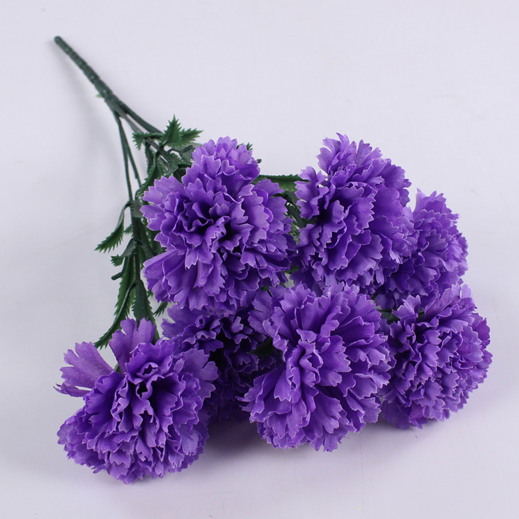Buchet de garoafe din mătase, 7 tulpini, flori artificiale pentru decor de nuntă și recuzită foto