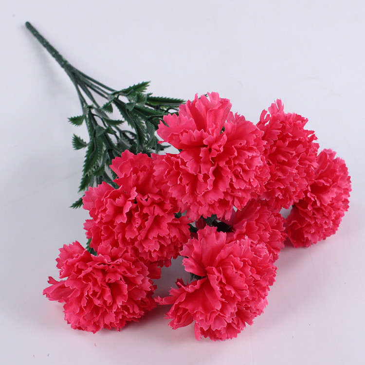 Buchet de garoafe din mătase, 7 tulpini, flori artificiale pentru decor de nuntă și recuzită foto