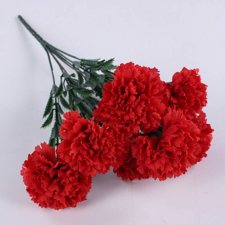 Buchet de garoafe din mătase, 7 tulpini, flori artificiale pentru decor de nuntă și recuzită foto
