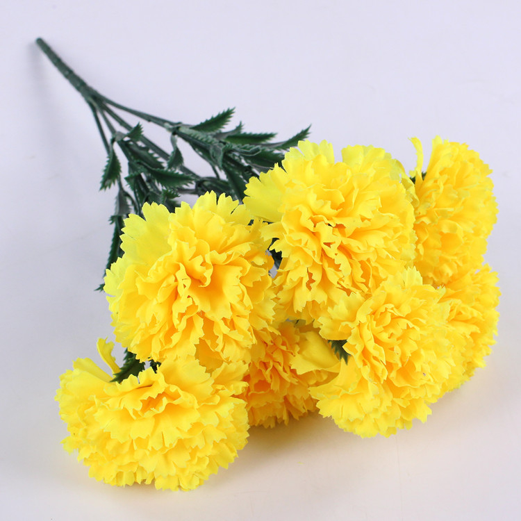Buchet de garoafe din mătase, 7 tulpini, flori artificiale pentru decor de nuntă și recuzită foto