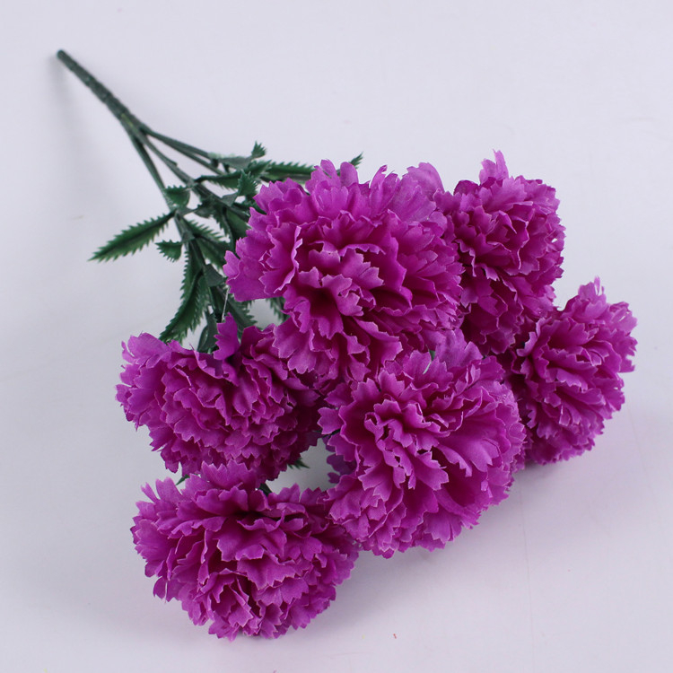 Buchet de garoafe din mătase, 7 tulpini, flori artificiale pentru decor de nuntă și recuzită foto