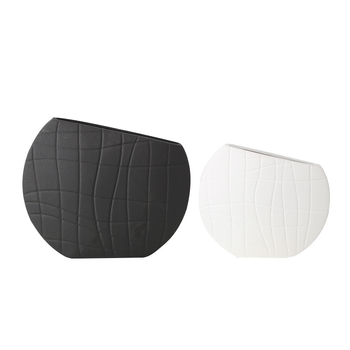 Vază ceramică cu dungi negre și albe, design minimalist, potrivită pentru interioarele hotelurilor și decorul de acasă