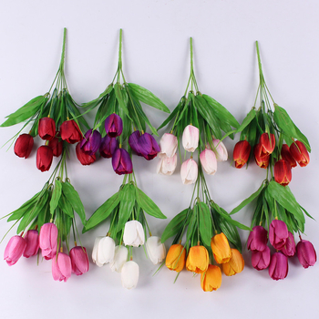 Buchet de lalele de mătase, cu șase flori, pentru nunți și decor în casă