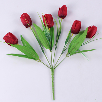 Buchet de lalele de mătase, cu șase flori, pentru nunți și decor în casă
