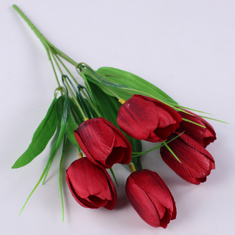 Buchet de lalele de mătase, cu șase flori, pentru nunți și decor în casă