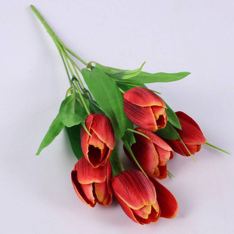 Buchet de lalele de mătase, cu șase flori, pentru nunți și decor în casă