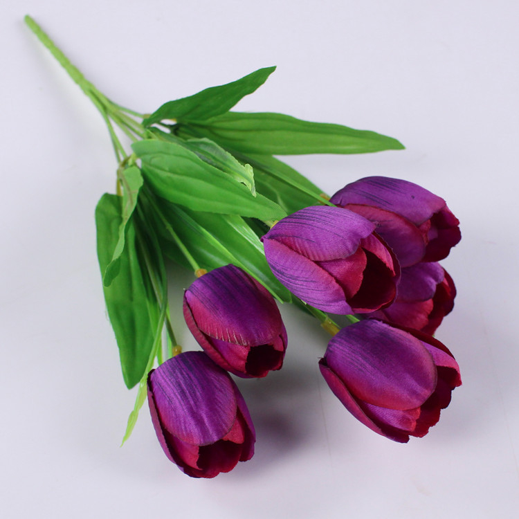 Buchet de lalele de mătase, cu șase flori, pentru nunți și decor în casă