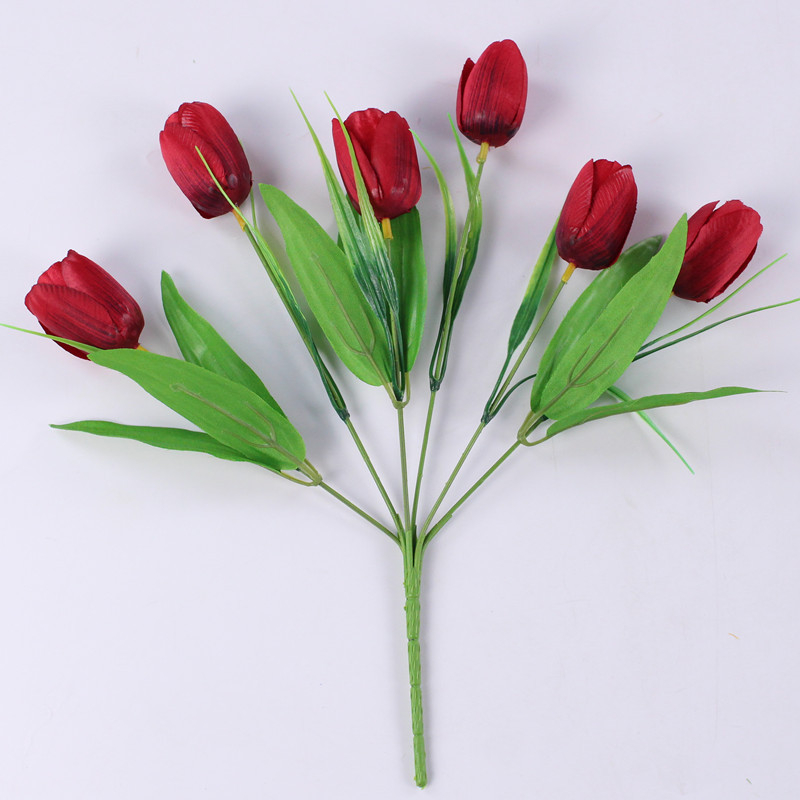 Buchet de lalele de mătase, cu șase flori, pentru nunți și decor în casă