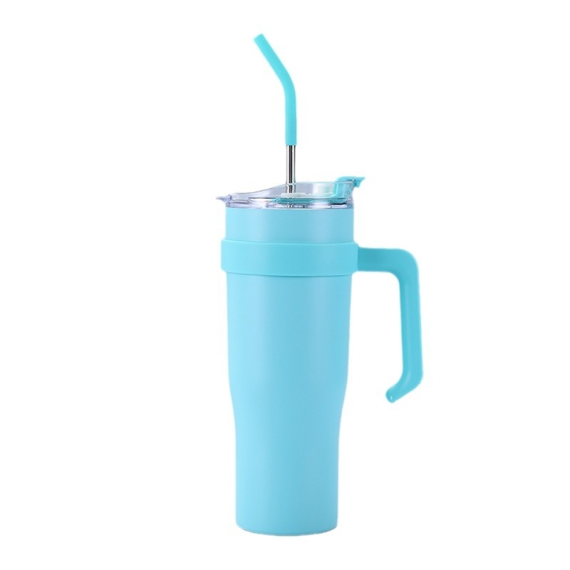 Termos din oțel inoxidabil 304, capacitate 40oz, cu mâner și pai, pentru mașină