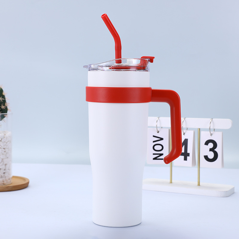 Termos din oțel inoxidabil 304, capacitate 40oz, cu mâner și pai, pentru mașină