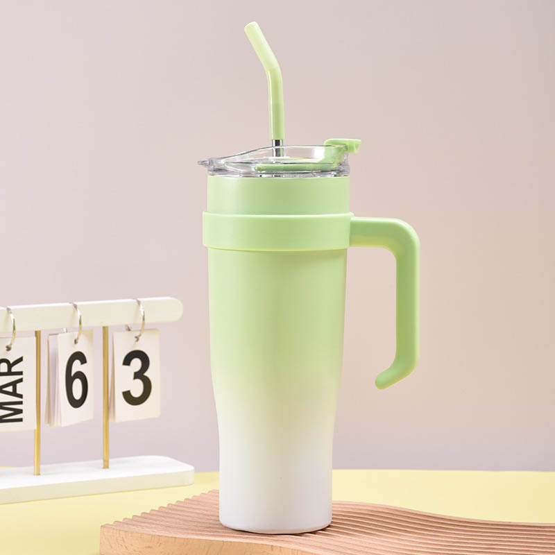 Termos din oțel inoxidabil 304, capacitate 40oz, cu mâner și pai, pentru mașină