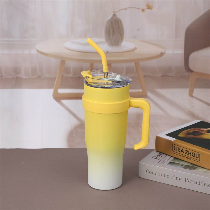 Termos din oțel inoxidabil 304, capacitate 40oz, cu mâner și pai, pentru mașină