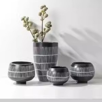 Vază ceramică cu dungi, în stil nordic, pentru mese, sufragerie, camere demonstrative, pensiuni și birouri