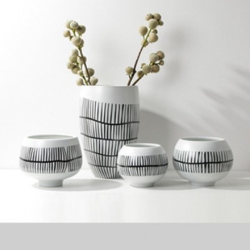 Vază ceramică cu dungi, în stil nordic, pentru mese, sufragerie, camere demonstrative, pensiuni și birouri