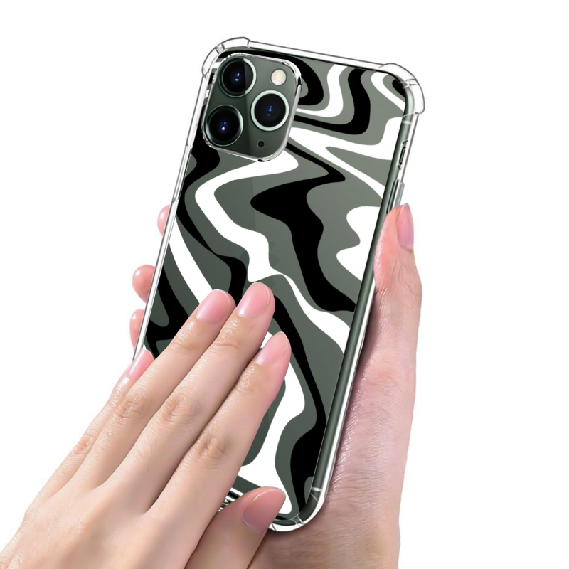 Prozirna TPU+PC futrola za Apple iPhone 17 Pro Max, otporna na padove, s šarenim valovitim dizajnom