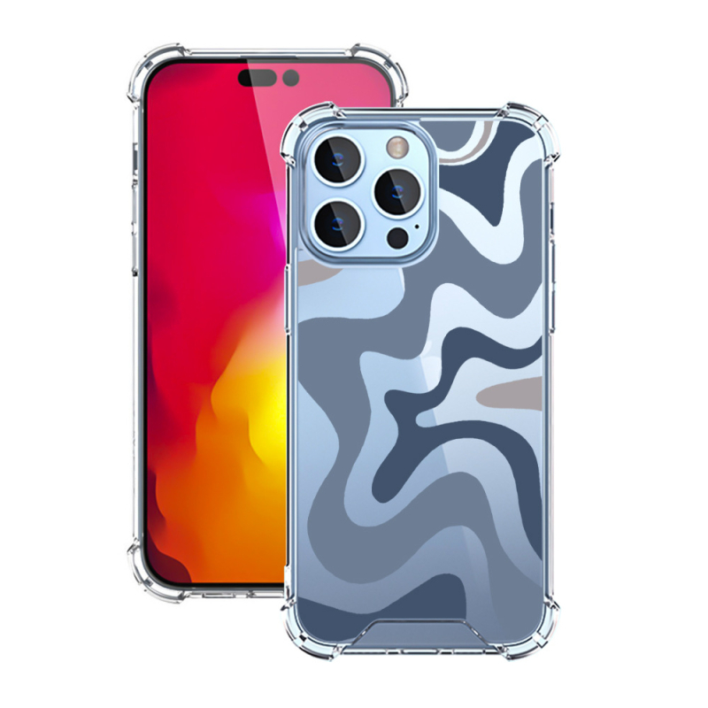 Prozirna TPU+PC futrola za Apple iPhone 17 Pro Max, otporna na padove, s šarenim valovitim dizajnom