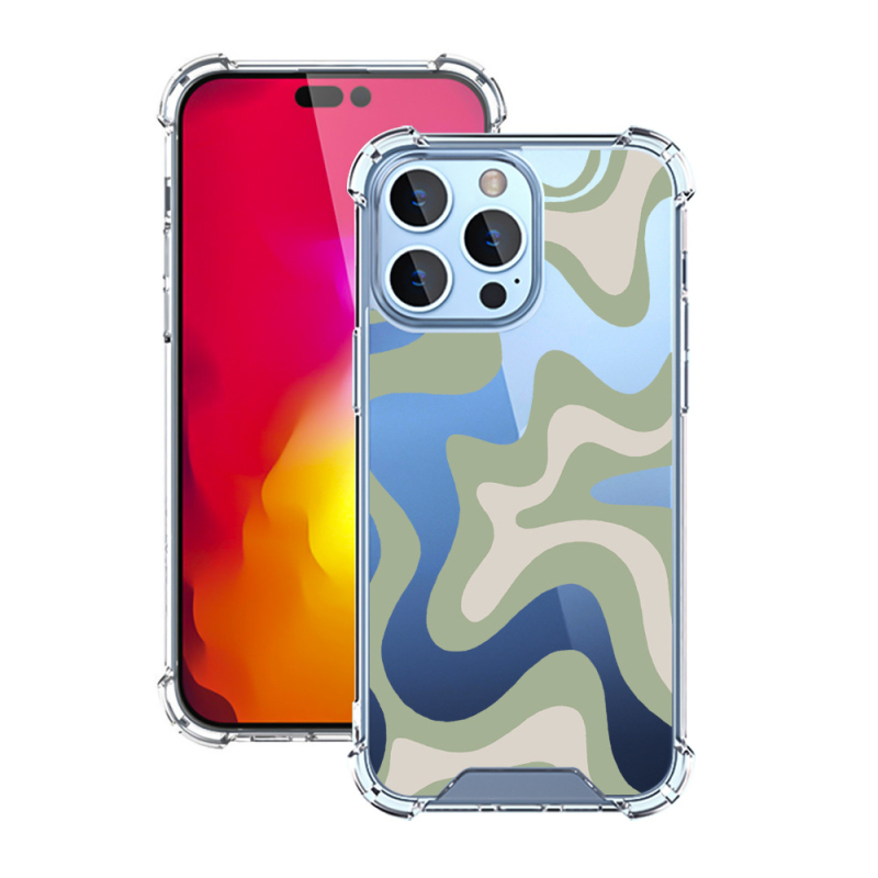 Prozirna TPU+PC futrola za Apple iPhone 17 Pro Max, otporna na padove, s šarenim valovitim dizajnom